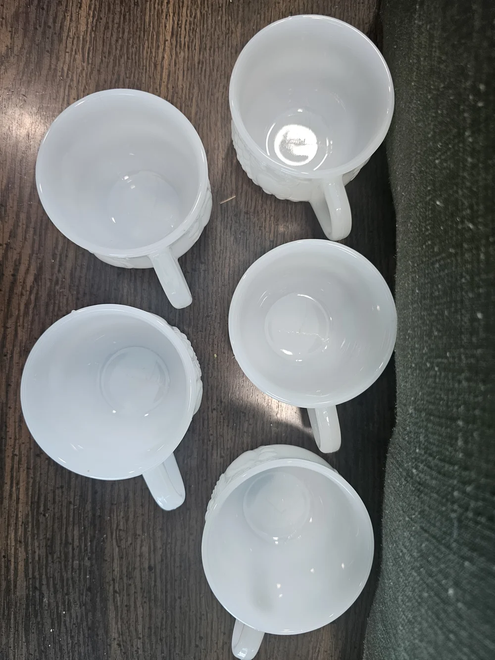 Vintage Jeannette Milk Glass Della Robbia Fruit Punch Cups - Set of 5